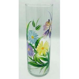 Vase Glass Hand Painted Floral